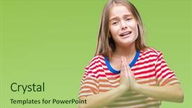  Presentation with praying hands - Theme having girl over isolated background begging background and a  colored foreground