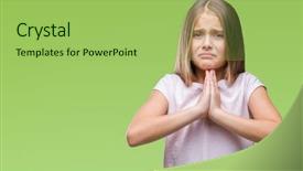  Presentation with beautiful midnight sun over - Slides having girl over isolated background begging background and a yellow colored foreground