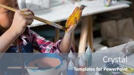  Presentation with pottery - Amazing presentation theme having girl-painting-her-hand backdrop and a seafoam green colored foreground