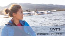  Presentation with adventure - PPT layouts featuring girl photographer on cruise excursion background and a  colored foreground