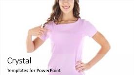  Presentation with color pink - Cool new theme with girl pink - young woman in blank color backdrop and a white colored foreground