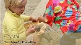  Presentation with sand play - Audience pleasing presentation theme consisting of girl-play-whith-sand backdrop and a yellow colored foreground