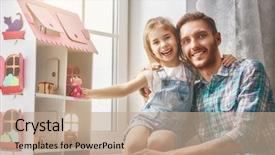  Presentation with play kids - Amazing presentation theme having girl play with doll house backdrop and a coral colored foreground