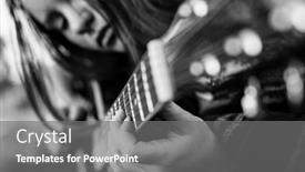  Presentation with strings - Beautiful PPT theme featuring girl-playing-acoustic-guitar-close backdrop and a gray colored foreground