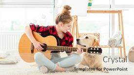  Presentation with dog park dogs plays - Amazing PPT theme having girl-playing-guitar-with-lovely backdrop and a lemonade colored foreground