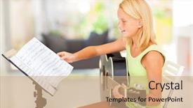  Presentation with hipster girl playing tetris game - Audience pleasing PPT theme consisting of girl playing guitar with music backdrop and a  colored foreground