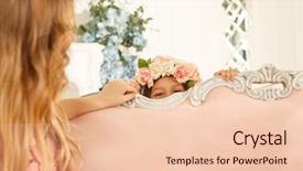  Presentation with hide - Beautiful slide set featuring girl playing hide and seek backdrop and a lemonade colored foreground