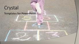  Presentation with scotch - Slide deck consisting of girl playing hop-scotch background and a light gray colored foreground