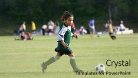  Presentation with champion league - Theme featuring girl playing in a soccer background and a mint green colored foreground