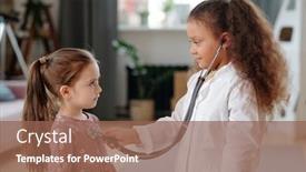  Presentation with heartbeat - Beautiful slide set featuring girl-playing-in-doctor backdrop and a violet colored foreground