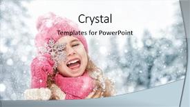  Presentation with children little child girl plays - Colorful slide set enhanced with girl playing on a winter backdrop and a  colored foreground