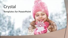  Presentation with children little child girl plays - Slide set featuring girl playing on a winter background and a  colored foreground