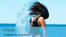  Presentation with splashing - Amazing slide deck having girl playing splashing beauty backdrop and a light blue colored foreground