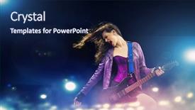  Presentation with hipster girl playing tetris game - Amazing presentation theme having young attractive rock girl playing backdrop and a navy blue colored foreground