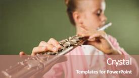  Presentation with flute - PPT layouts featuring girl playing the flute background and a coral colored foreground