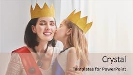 Presentation with mother child - Presentation theme having girl playing together beautiful queen background and a coral colored foreground