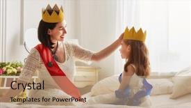  Presentation with mother child - Beautiful presentation theme featuring girl playing together beautiful queen backdrop and a coral colored foreground