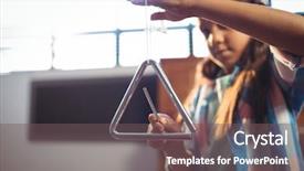  Presentation with music school - Theme featuring girl playing triangle in classroom background and a gray colored foreground