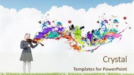 Presentation with special education cute kid - Colorful slide set enhanced with girl playing violin and colorful backdrop and a soft green colored foreground