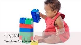  Presentation with baby blocks - Beautiful presentation featuring girl playing with building blocks backdrop and a lemonade colored foreground