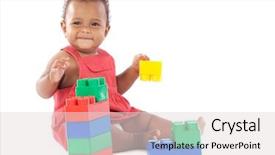  Presentation with baby blocks - Slides consisting of girl playing with building blocks background and a light gray colored foreground