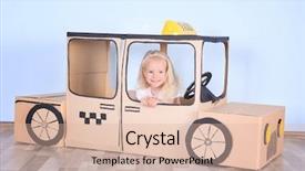  Presentation with hipster girl playing tetris game - Audience pleasing slide deck consisting of girl playing with cardboard taxi backdrop and a lemonade colored foreground