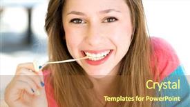  Presentation with chewing gum - Presentation enhanced with girl playing with chewing gum background and a tawny brown colored foreground