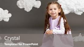  Presentation with shooting - Audience pleasing PPT theme consisting of girl-playing-with-clouds-shooting backdrop and a gray colored foreground