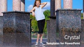  Presentation with water drops - Audience pleasing presentation design consisting of girl-playing-with-falling-water backdrop and a gray colored foreground