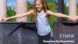  Presentation with water park - PPT layouts having girl-playing-with-falling-water background and a ocean colored foreground