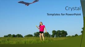  Presentation with kite - Amazing slide deck having girl-playing-with-flying-kite backdrop and a light blue colored foreground