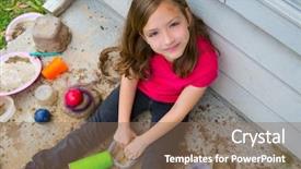  Presentation with messy - Theme with girl playing with mud background and a  colored foreground