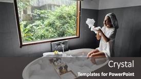  Presentation with luxury hotel - Cool new presentation design with girl playing with soap foam backdrop and a dark gray colored foreground