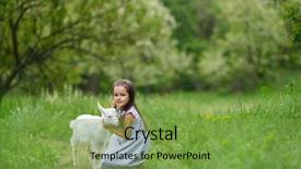  Presentation with child friendship - PPT layouts having girl plays and hugs goatling background and a seafoam green colored foreground