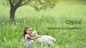  Presentation with child friendship - Beautiful slides featuring girl plays and huhs goatling backdrop and a mint green colored foreground