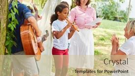  Presentation with summer camp show - Colorful slide deck enhanced with girl-plays-the-flute backdrop and a soft green colored foreground