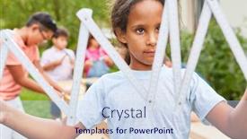  Presentation with holiday - PPT layouts with girl-plays-with-folding-rule background and a sky blue colored foreground