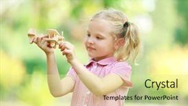  Presentation with plane - Slide deck enhanced with girl plays with wooden plane background and a  colored foreground