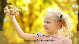  Presentation with plane - Cool new presentation design with girl plays with wooden plane backdrop and a  colored foreground