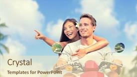  Presentation with transport transportation tourism road trip - Theme having girl pointing looking away vacation background and a lemonade colored foreground