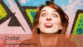  Presentation with tongue - Slide set having girl poking out her tongue background and a red colored foreground