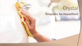  Presentation with car door - Cool new PPT theme with girl-polishing-car-door-close backdrop and a cream colored foreground