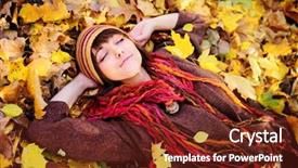  Presentation with autumn leaves - Beautiful slides featuring girl portrait lying in autumn backdrop and a tawny brown colored foreground