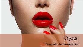  Presentation with nails manicure - Slide set enhanced with girl portrait red sexy lips background and a red colored foreground