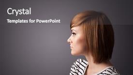  Presentation with group of three young girl - Slides featuring girl portrait thinking with plain background and a  colored foreground