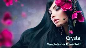  Presentation with long hair - Beautiful PPT theme featuring dressed with a wetsuit walk backdrop and a  colored foreground.