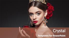  Presentation with crown - Presentation theme with girl portrait with red rose background and a red colored foreground