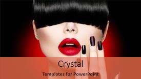  Presentation with haircut - Presentation design with girl portrait with trendy hair background and a red colored foreground