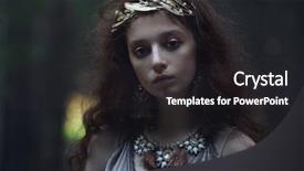  Presentation with beauty cosmetics - Slide set with girl posing in a forest background and a dark gray colored foreground