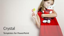  Presentation with girl in red dress - Slides having girl posing in a red background and a  colored foreground